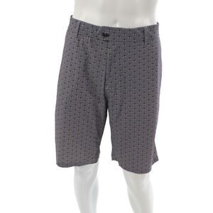 Greyson Mens Athletic Gray Bee Animal Print Shorts Button Polyester Size 38